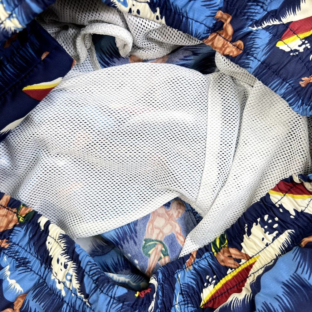 Polo Sport Ralph Lauren Swim Trunks Mens Size L Blue Allover Wave + Surfer Print - Picture 10 of 12